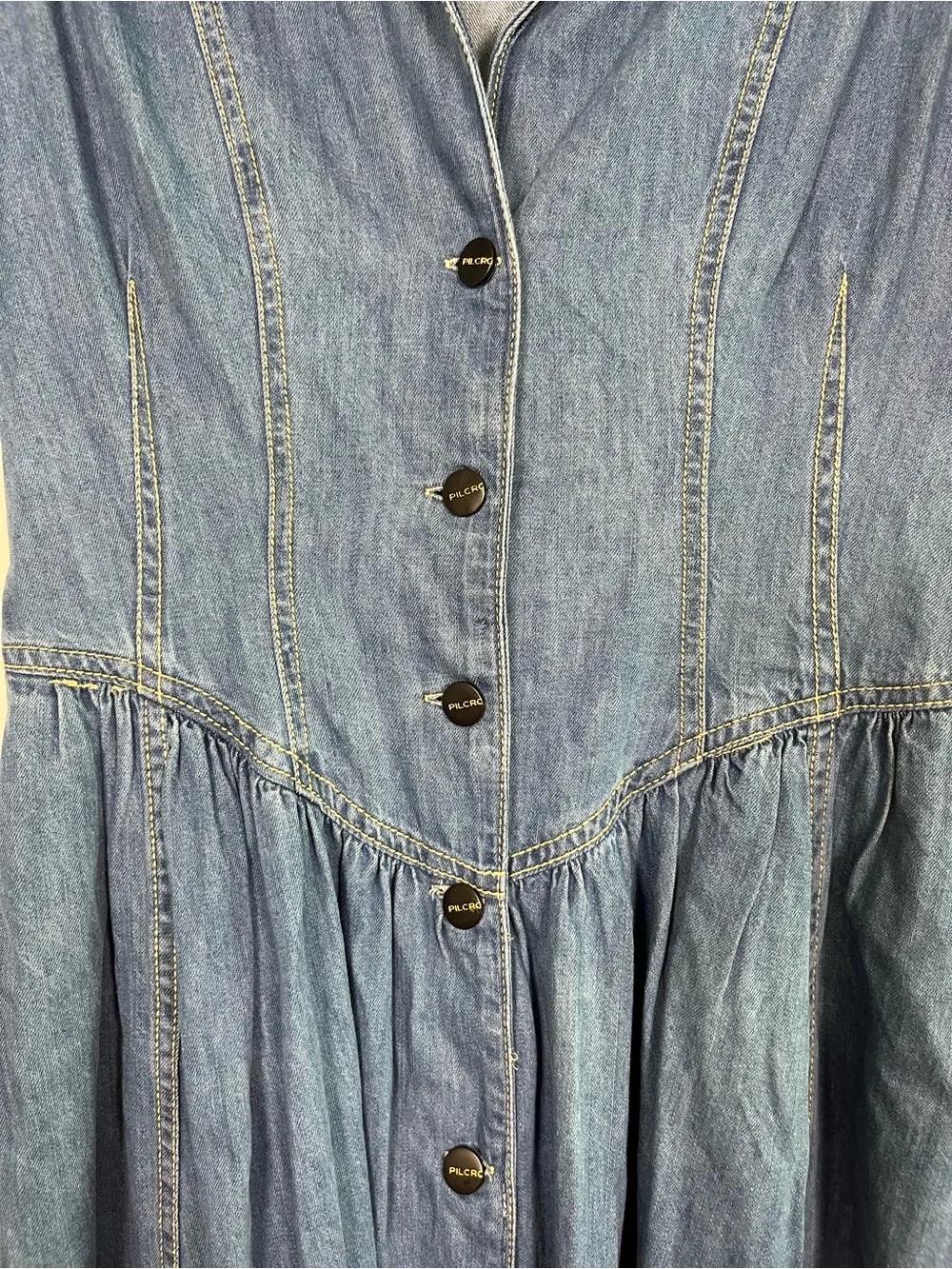 Anthropologie Pilcro short sleeve denim western midi button shirt dress sz 10 - Picture 5 of 9